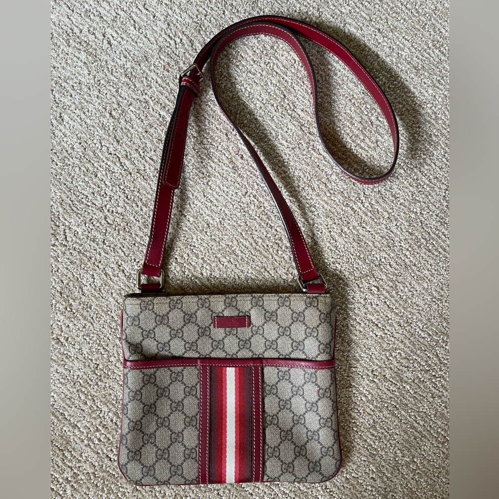 GUCCI GG Sherry Line Pvc/Leather Crossbody Bag 💼